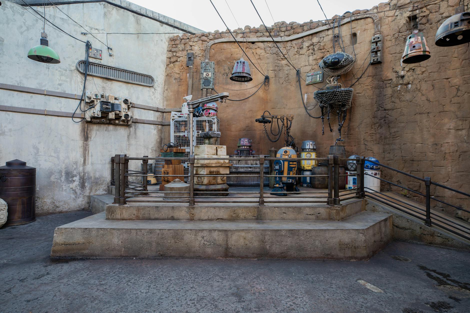Star Wars Galaxy's Edge themed area at Disney's Hollywood Studios with detailed immersive scenery