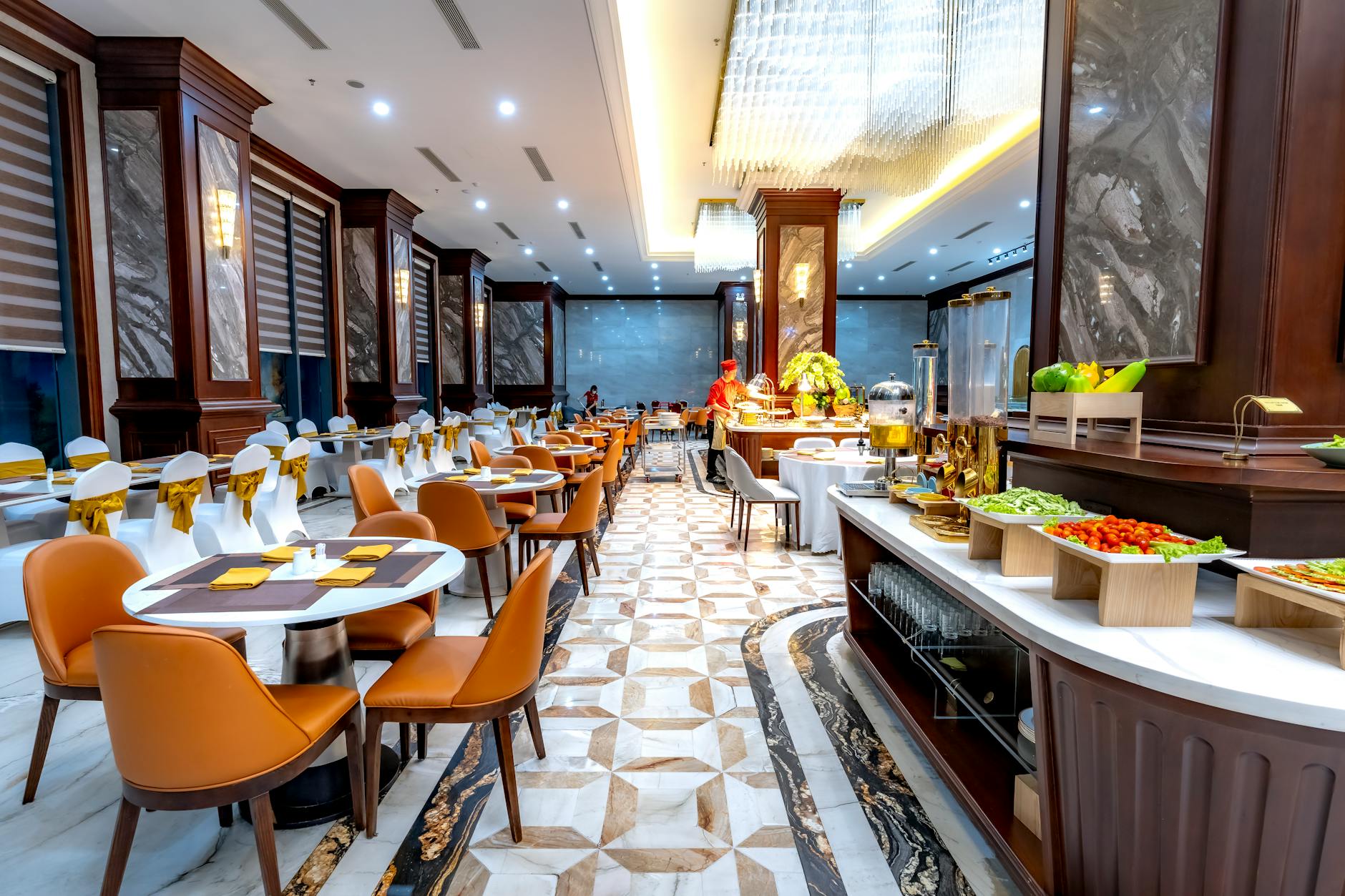 Breakfast buffet table restaurant