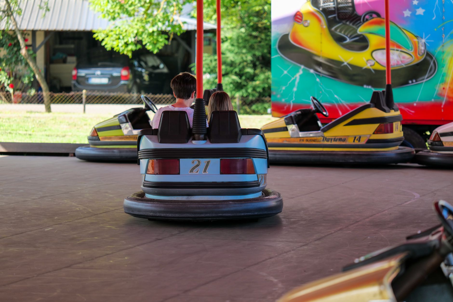 Family theme park ride children