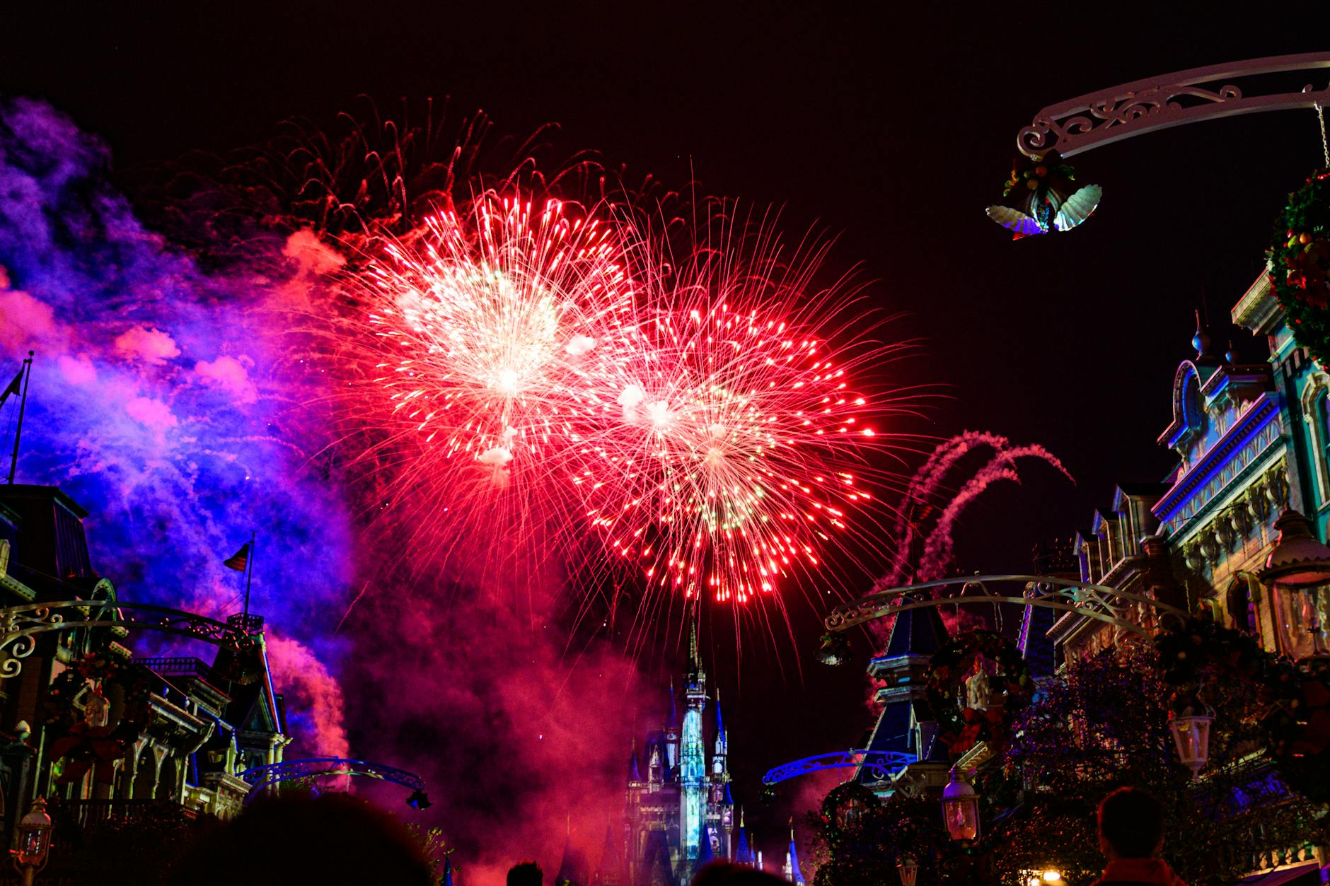 Magic kingdom cinderella castle fireworks evening