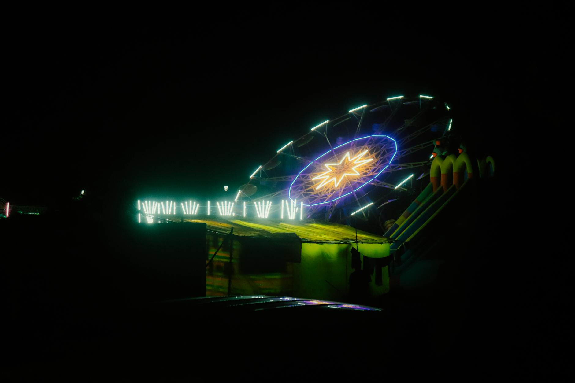 Theme park castle dark ride night