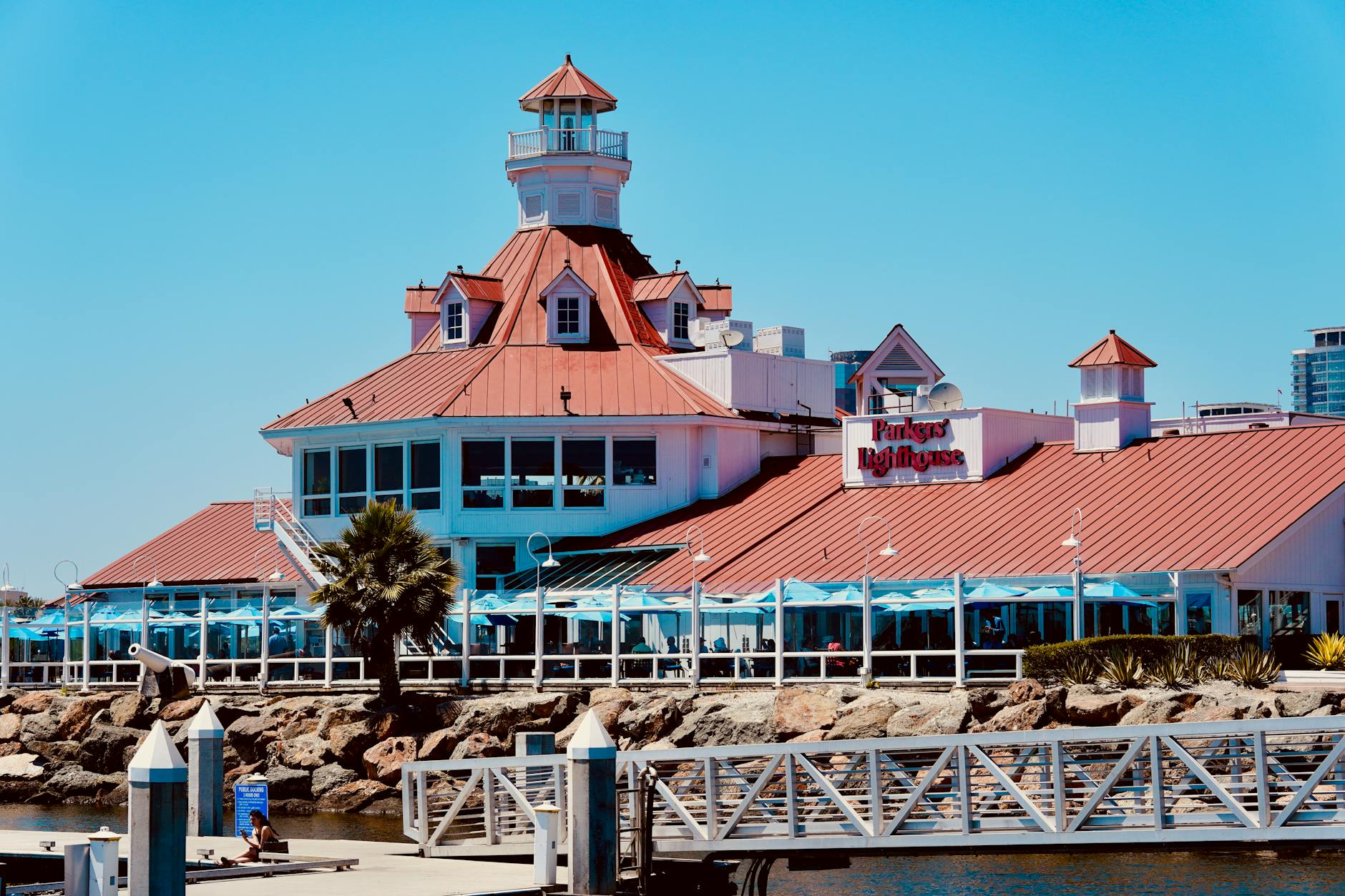 Waterfront restaurant outdoor patio dining
